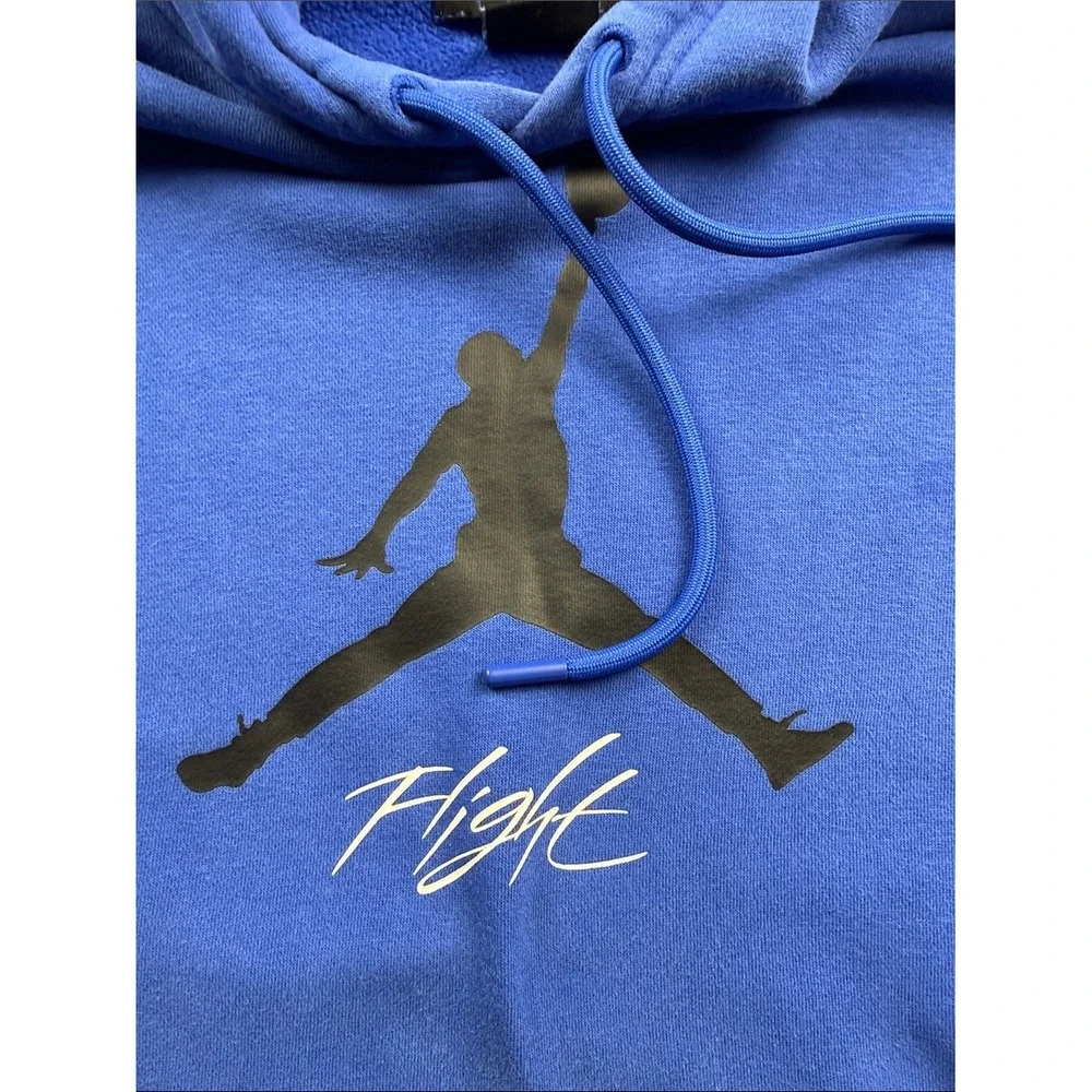 Jordan Flight Hoodie Mens Size XL Blue Jumpman Graphic Pullover Sweatshirt